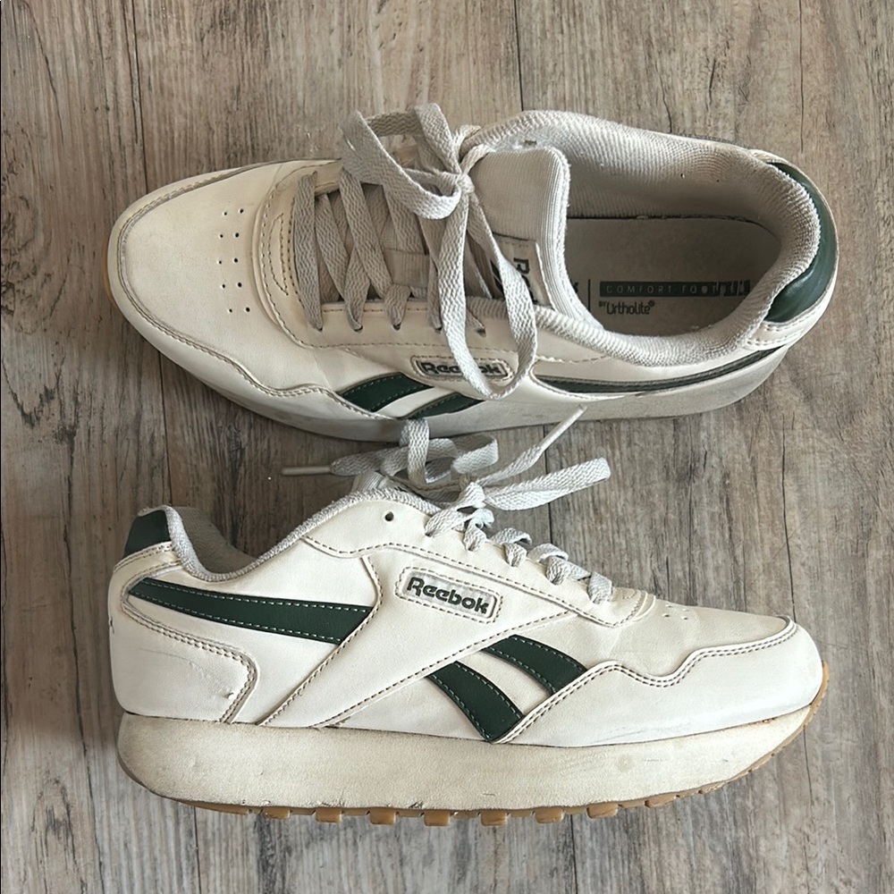 Reebok Women White and Green Sneakers
